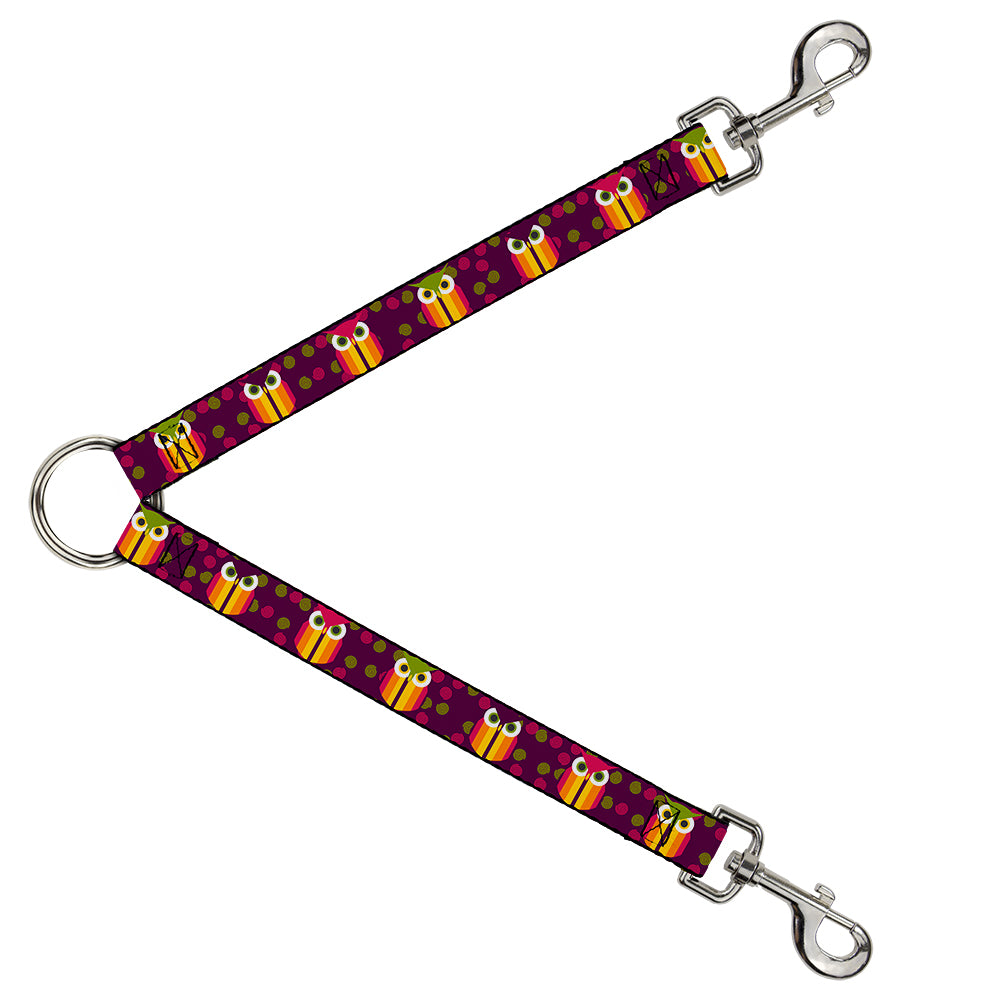 Dog Leash Splitter - Owls Striped w/Swirls Purple Dog Leash Splitters Buckle-Down   