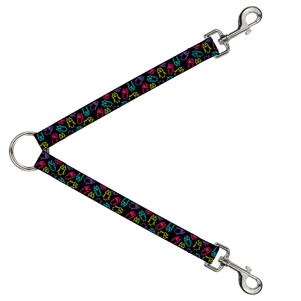 Dog Leash Splitter - Owl Sketch Black/Multi Color Dog Leash Splitters Buckle-Down   