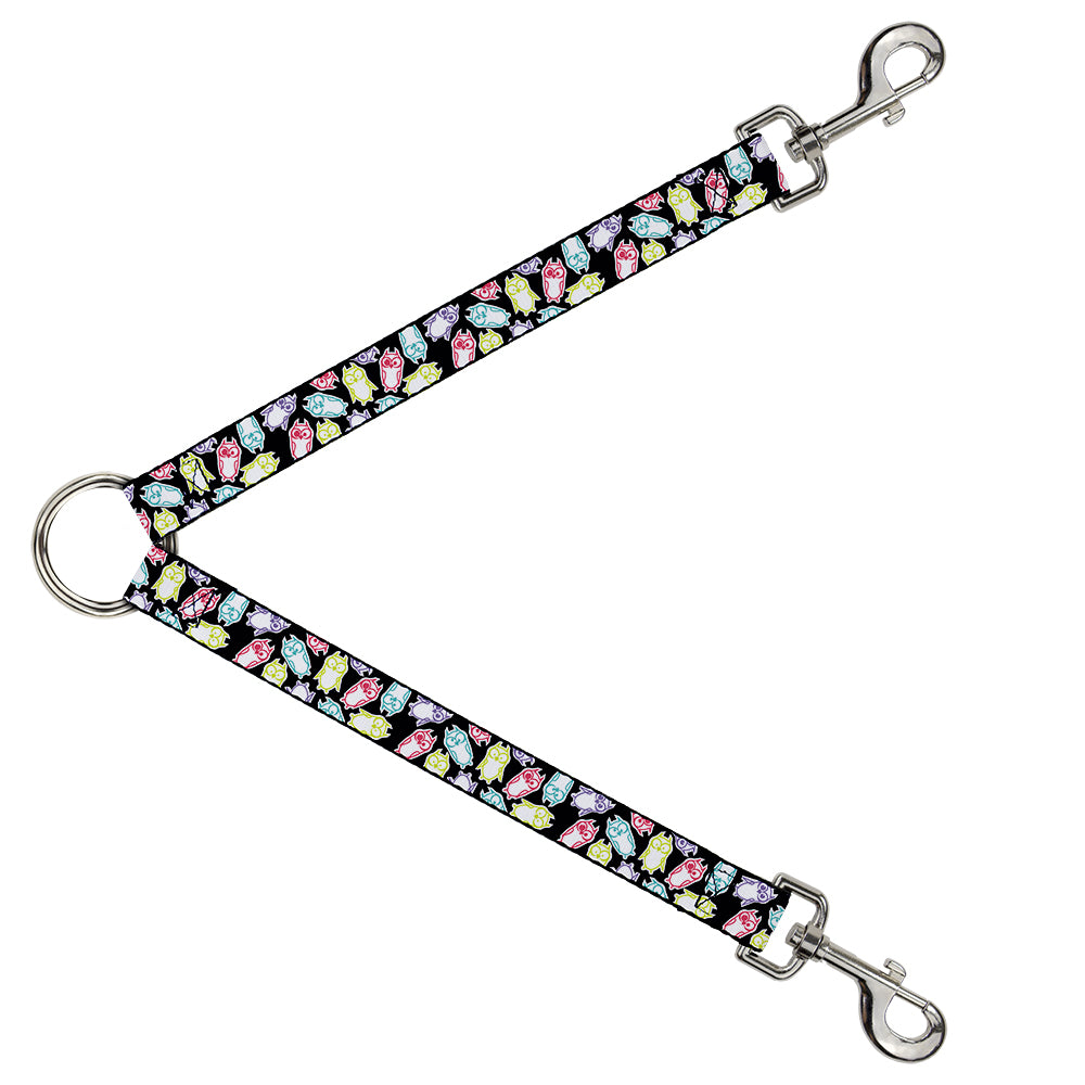 Dog Leash Splitter - Owl Sketch Black/White/Multi Color Dog Leash Splitters Buckle-Down   