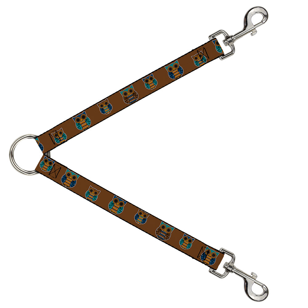 Dog Leash Splitter - Owls Brown/Pastel Dog Leash Splitters Buckle-Down   