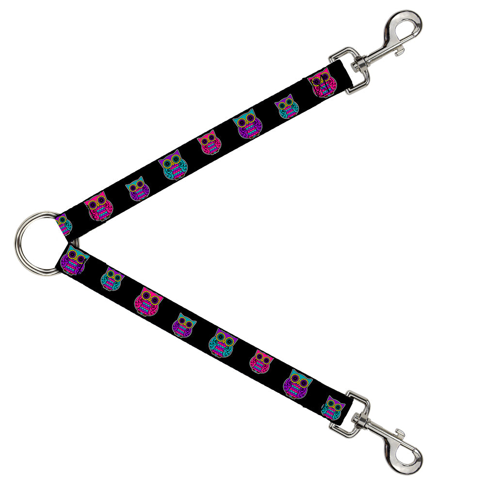 Dog Leash Splitter - Owls Black/Fuchsia/Purple/Turquoise Dog Leash Splitters Buckle-Down   