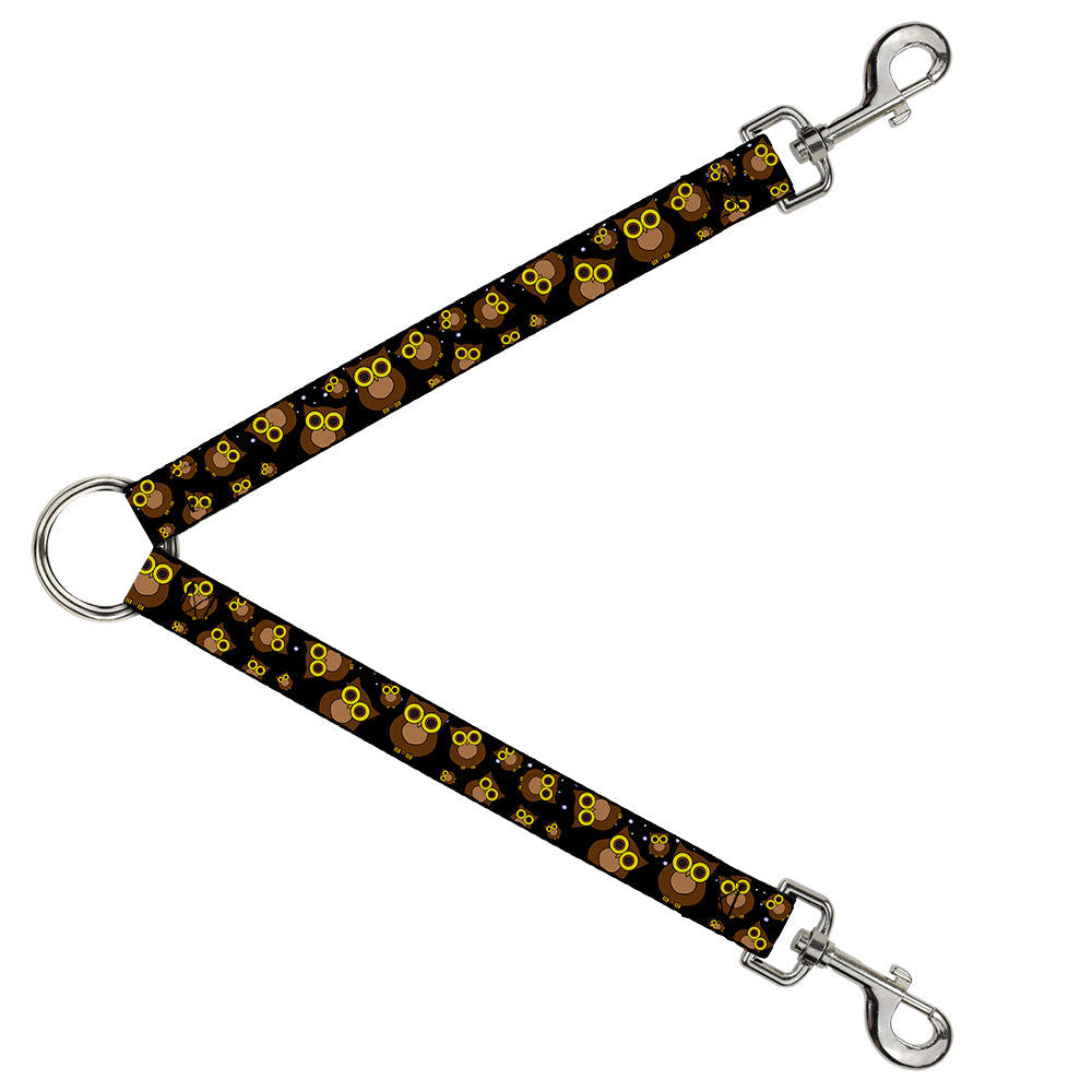 Dog Leash Splitter - Owls Scattered Black/Brown/Yellow Dog Leash Splitters Buckle-Down   