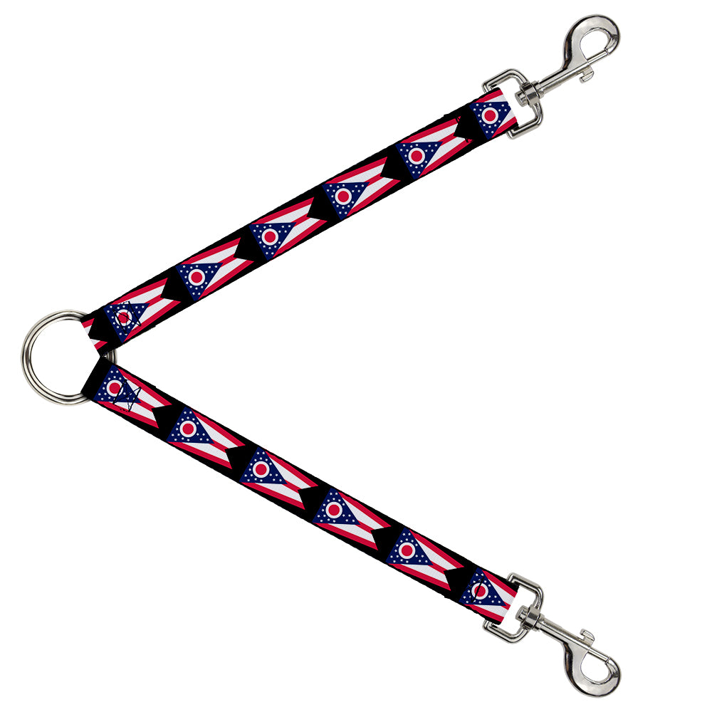Dog Leash Splitter - Ohio Flag Repeat Black Dog Leash Splitters Buckle-Down   