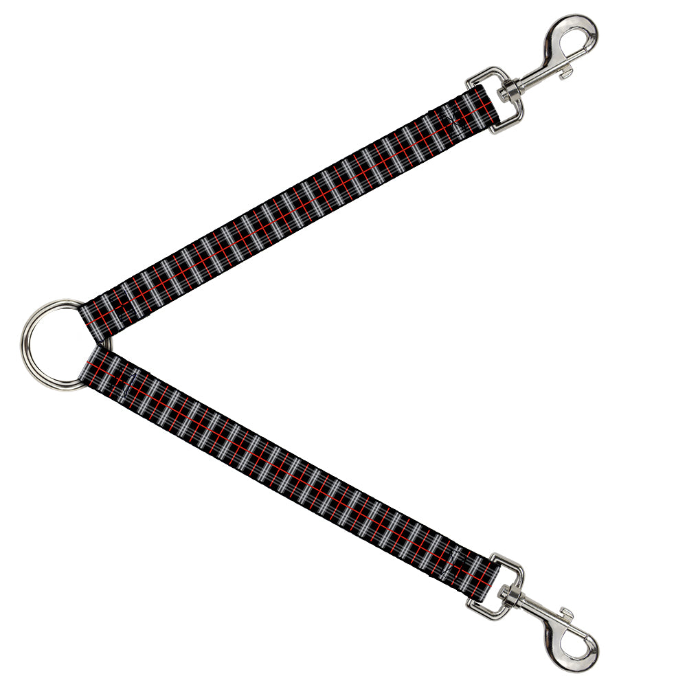 Dog Leash Splitter - Plaid Black/Red Dog Leash Splitters Buckle-Down   