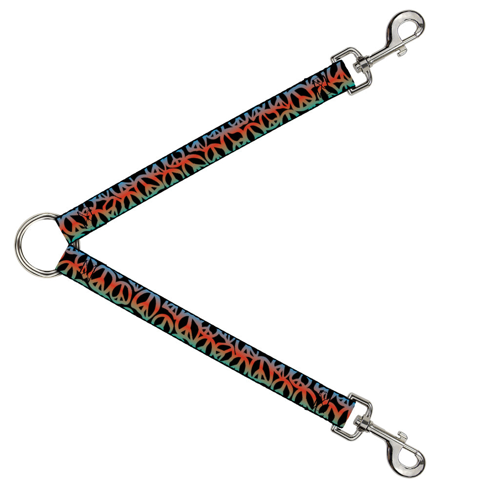Dog Leash Splitter - Peace Black/Multi Color Dog Leash Splitters Buckle-Down   