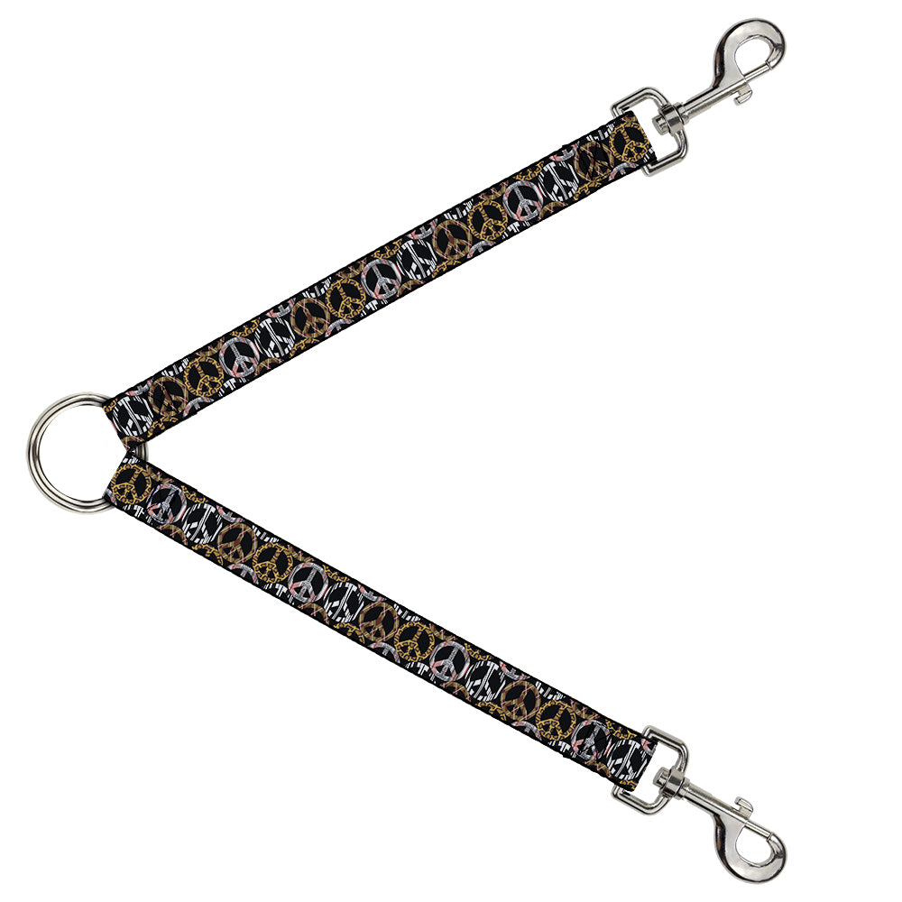 Dog Leash Splitter - Peace Black/Animal Prints Dog Leash Splitters Buckle-Down   