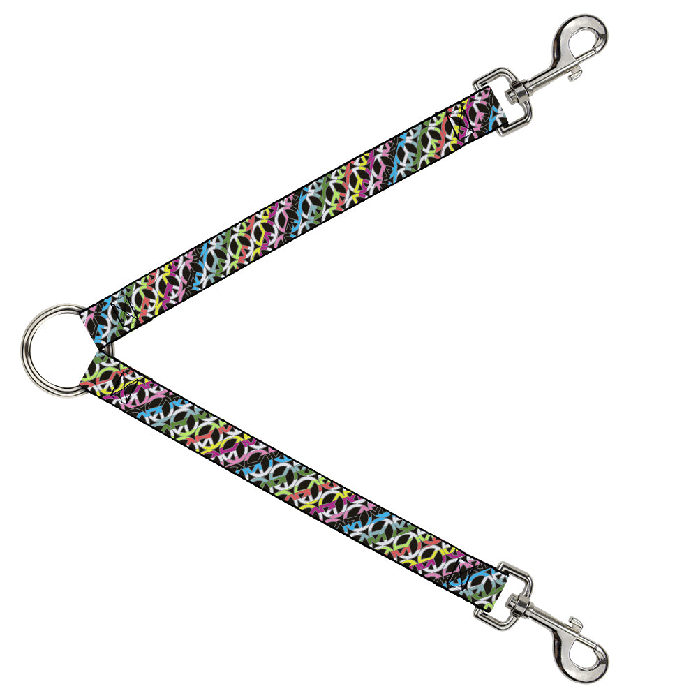Dog Leash Splitter - Peace Black/Multi Stripes Dog Leash Splitters Buckle-Down   