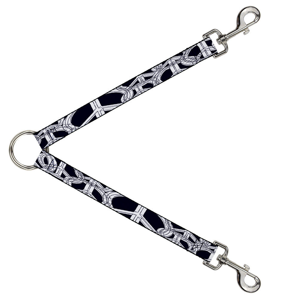 Dog Leash Splitter - Peace Sketch Black/White Dog Leash Splitters Buckle-Down   