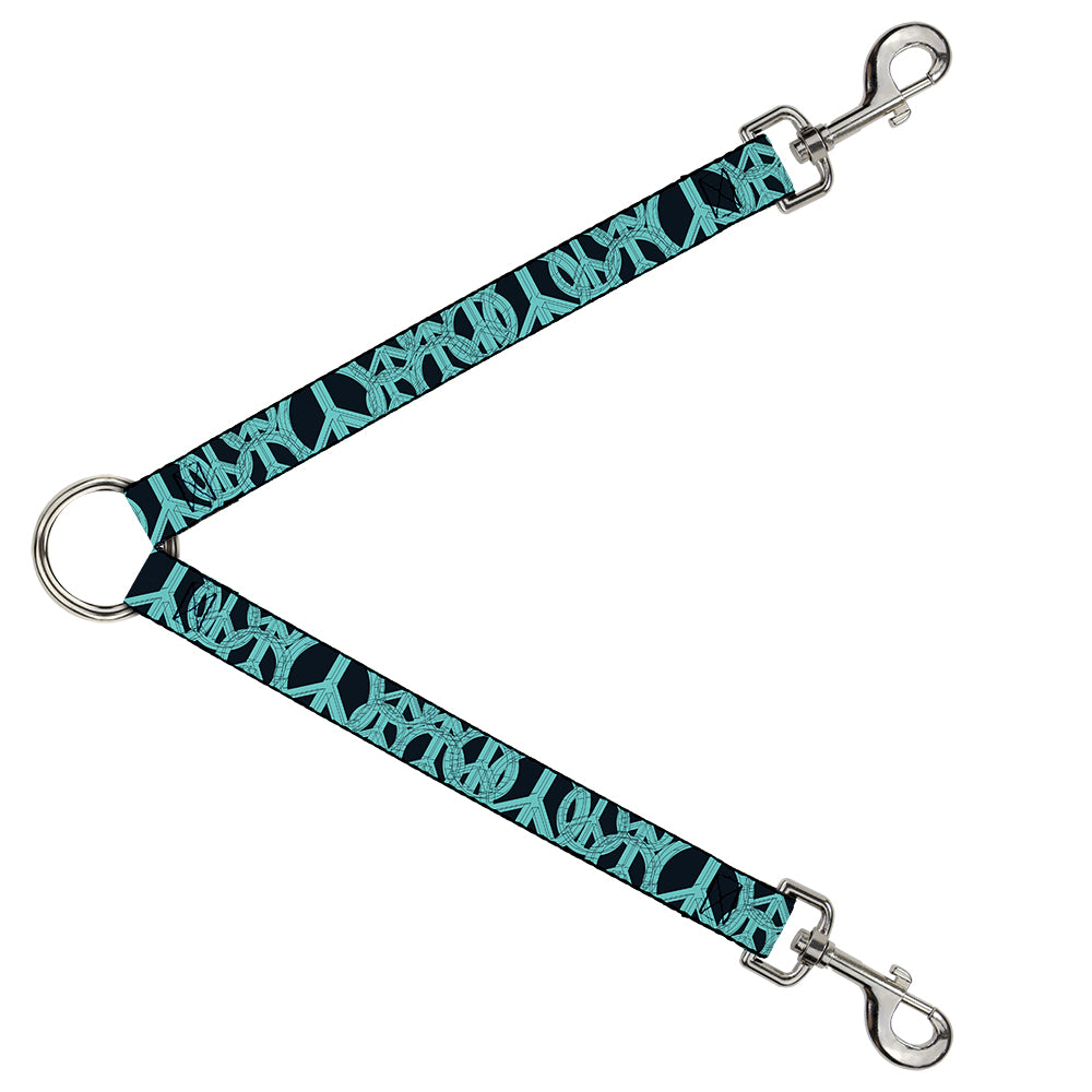 Dog Leash Splitter - Peace Sketch Black/Baby Blue Dog Leash Splitters Buckle-Down   