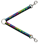 Dog Leash Splitter - Paint Drips Black/Multi Neon Dog Leash Splitters Buckle-Down   