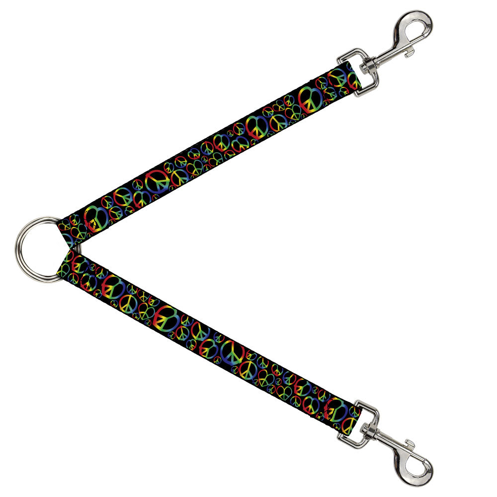Dog Leash Splitter - Peace Heart Black/Rainbow Ombre Dog Leash Splitters Buckle-Down   