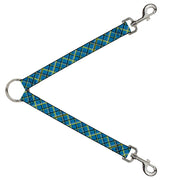 Dog Leash Splitter - Plaid Turquoise/Yellow/Black/Gray Dog Leash Splitters Buckle-Down   