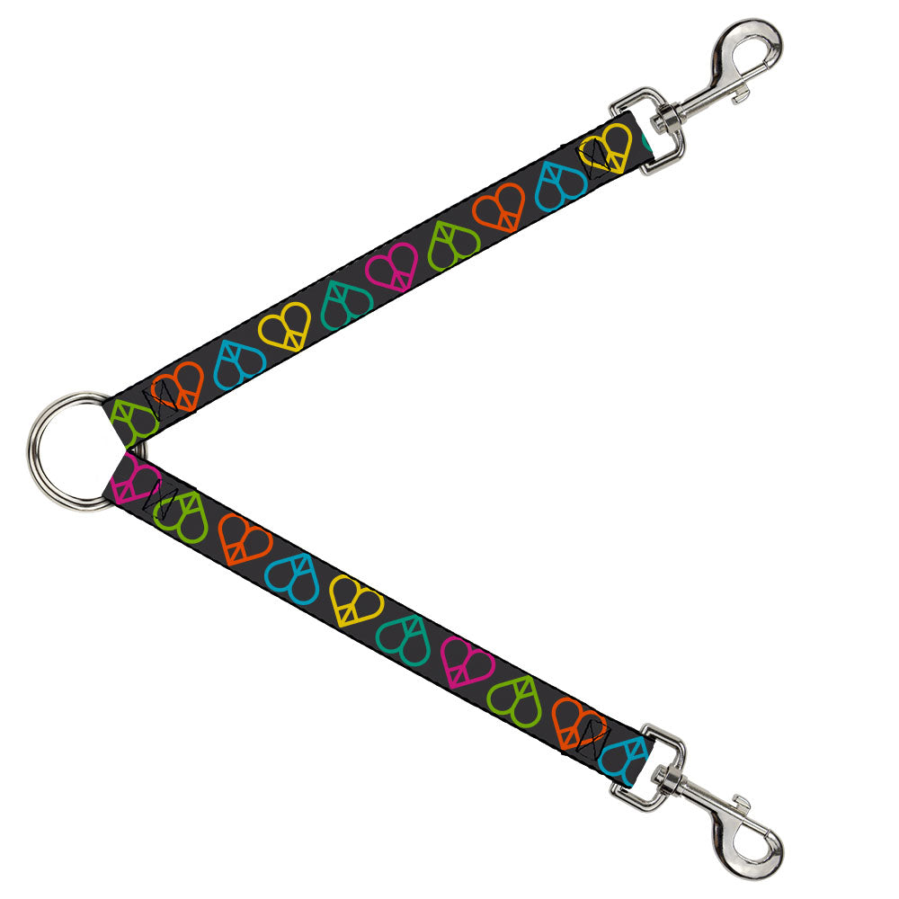 Dog Leash Splitter - Peace Hearts Repeat Black/Neon Dog Leash Splitters Buckle-Down   