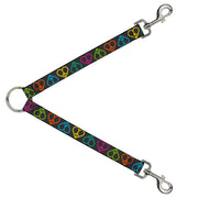 Dog Leash Splitter - Peace Hearts Repeat Black/Neon Dog Leash Splitters Buckle-Down   