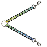 Dog Leash Splitter - Peace Hearts Repeat Fill Black/Rainbow Dog Leash Splitters Buckle-Down   
