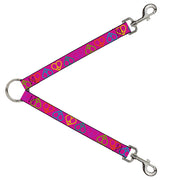 Dog Leash Splitter - Peace Hearts Repeat Fuchsia/Neon Dog Leash Splitters Buckle-Down   