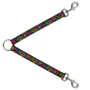 Dog Leash Splitter - Peace Hearts Stacked Black/Neon Dog Leash Splitters Buckle-Down   