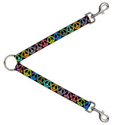 Dog Leash Splitter - Peace Flowers Black/Multi Color Dog Leash Splitters Buckle-Down   