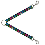 Dog Leash Splitter - Plaid Black/Neon Animal Skins Dog Leash Splitters Buckle-Down   