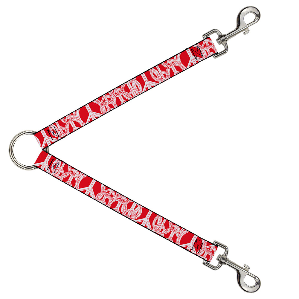 Dog Leash Splitter - Peace Sketch Red/White Dog Leash Splitters Buckle-Down   