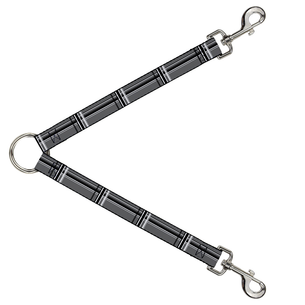 Dog Leash Splitter - Plaid Gray/Black/White Dog Leash Splitters Buckle-Down   