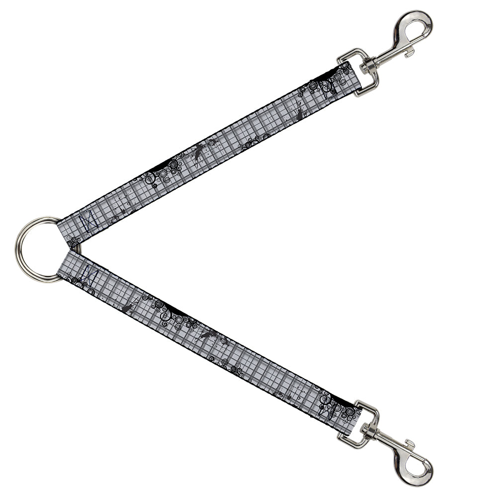 Dog Leash Splitter - Plaid Curls Gray Dog Leash Splitters Buckle-Down   