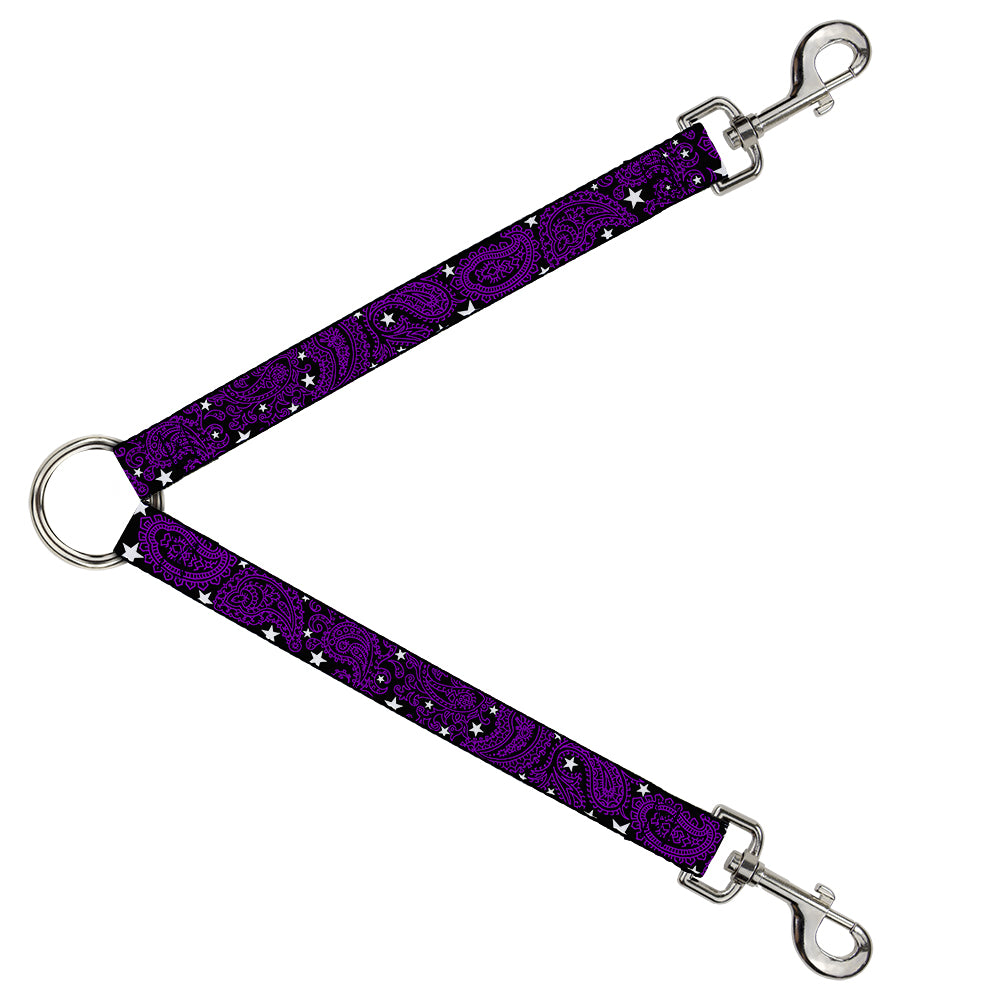 Dog Leash Splitter - Paisley Stars Black/Purple/White Dog Leash Splitters Buckle-Down   