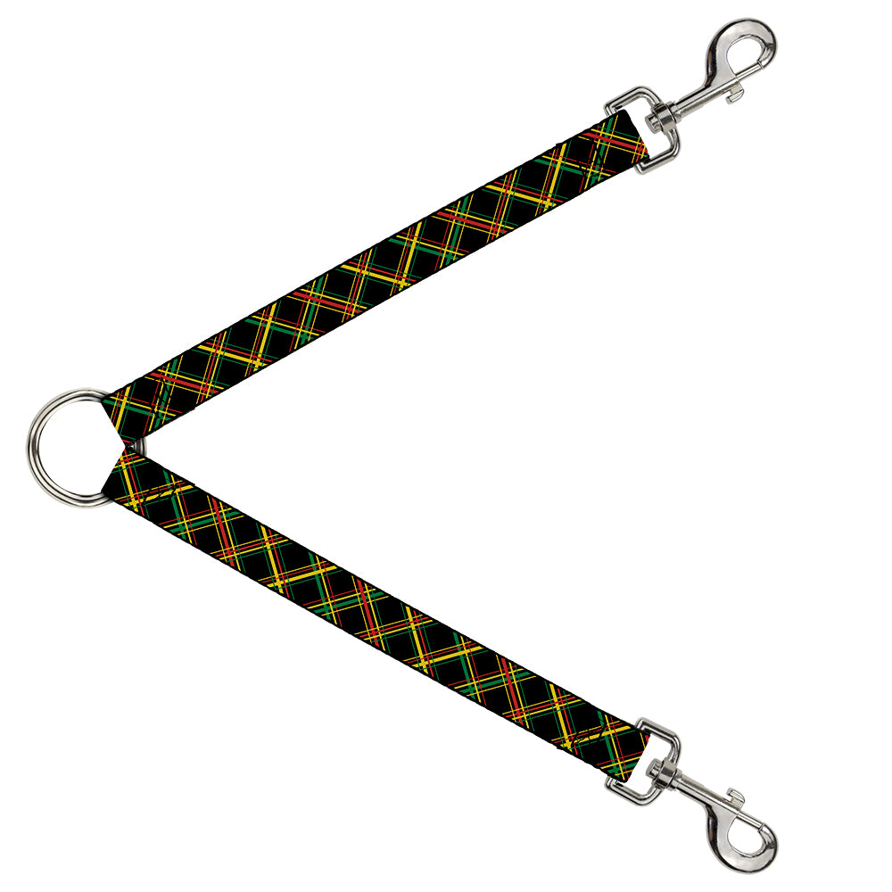 Dog Leash Splitter - Plaid X Rasta Dog Leash Splitters Buckle-Down   