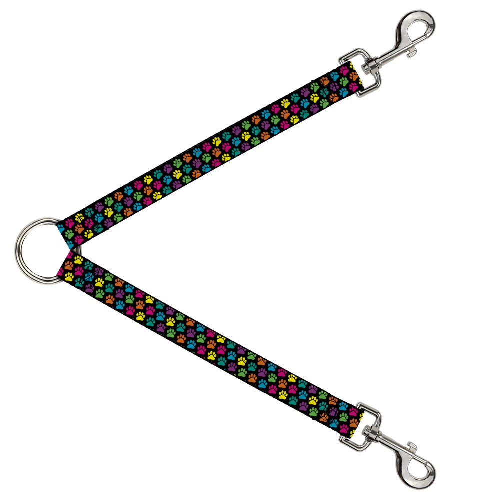Dog Leash Splitter - Paw Print Black/Multi Color Dog Leash Splitters Buckle-Down   