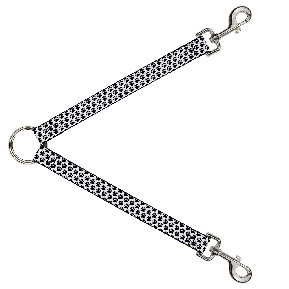 Dog Leash Splitter - Paw Print White/Black Dog Leash Splitters Buckle-Down   