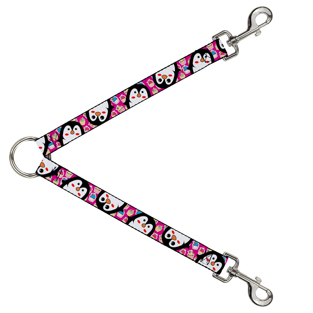 Dog Leash Splitter - Penguins w/Cupcakes Fuchsia/Purple/White Dog Leash Splitters Buckle-Down   
