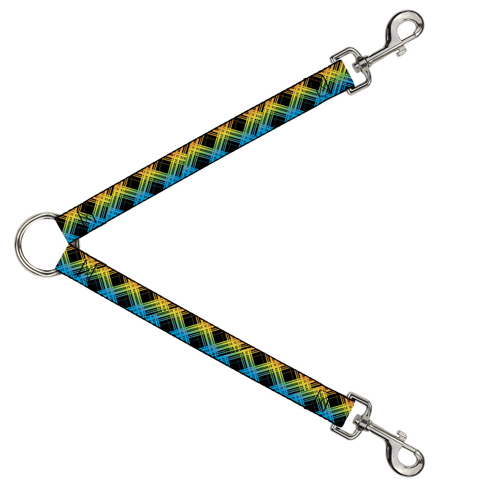 Dog Leash Splitter - Plaid X Gradient Black/Orange/Green/Blue Dog Leash Splitters Buckle-Down   