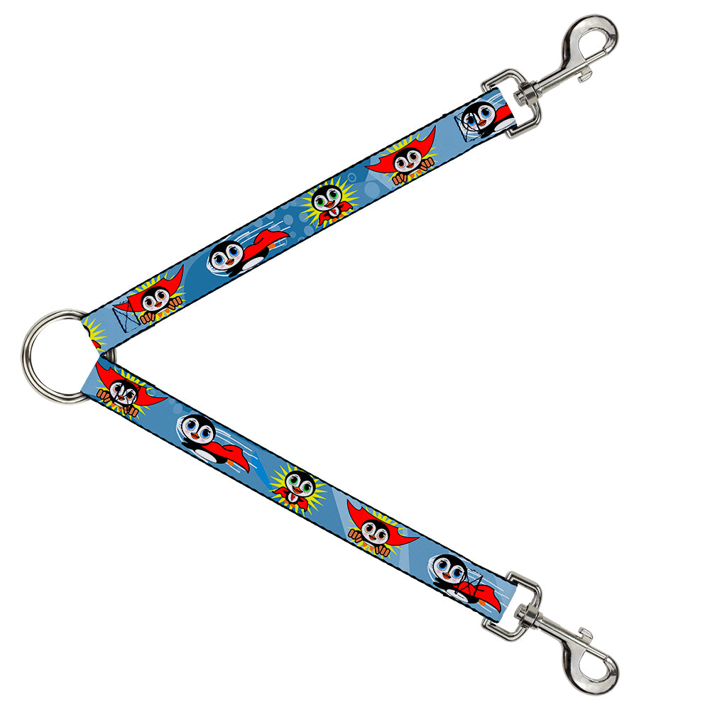 Dog Leash Splitter - Penguin Superhero Blue Bubbles Dog Leash Splitters Buckle-Down   