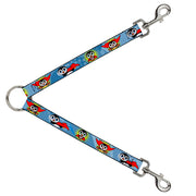 Dog Leash Splitter - Penguin Superhero Blue Bubbles Dog Leash Splitters Buckle-Down   