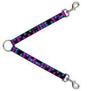 Dog Leash Splitter - Pixilated Checker Black/Fuchsia/Turquoise Dog Leash Splitters Buckle-Down   