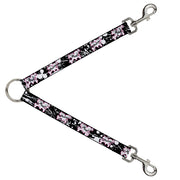 Dog Leash Splitter - Punk Princess Heart & Cross Bones w/Splatter Black/White Dog Leash Splitters Buckle-Down   