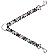 Dog Leash Splitter - Punk Heart & Cross Bones w/Skulls & Splatter Black/White Dog Leash Splitters Buckle-Down   