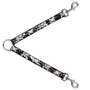 Dog Leash Splitter - Punk Heart & Cross Bones w/Splatter Black/White Dog Leash Splitters Buckle-Down   