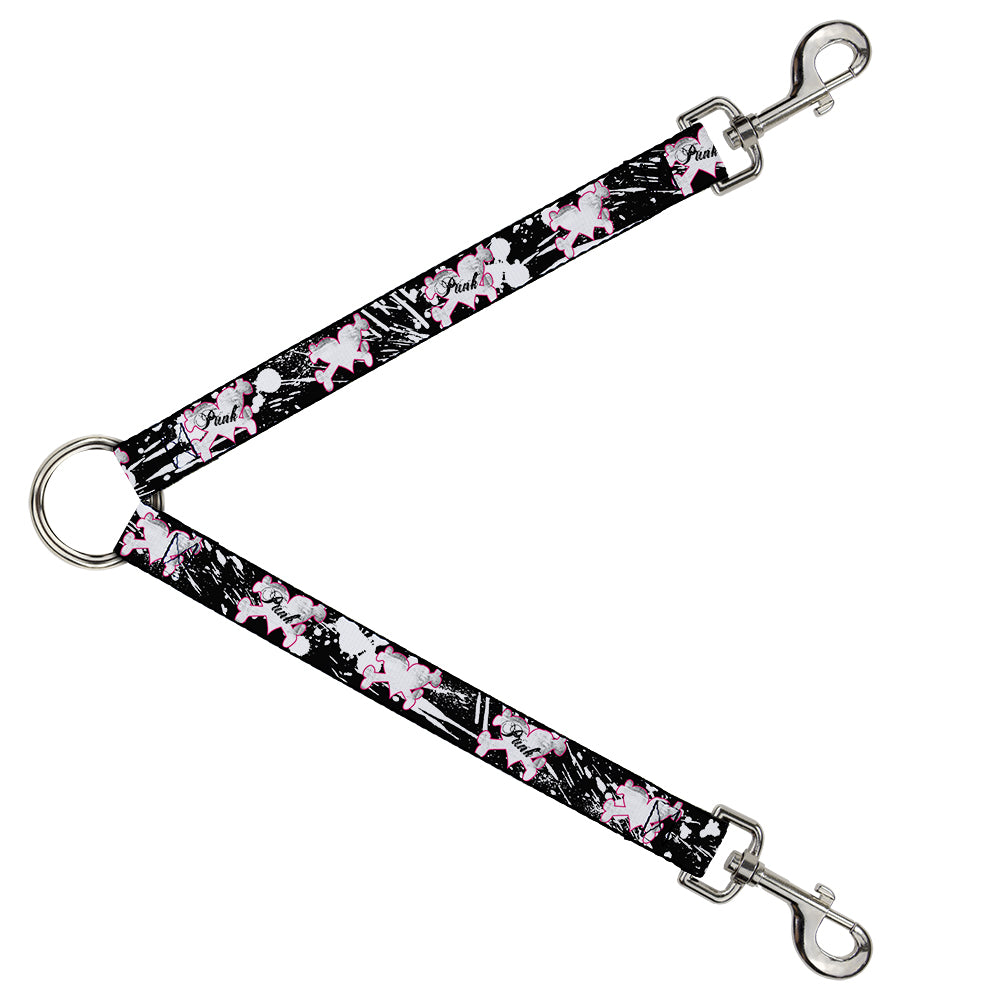 Dog Leash Splitter - Punk Heart & Cross Bones w/Splatter Black/White Dog Leash Splitters Buckle-Down   