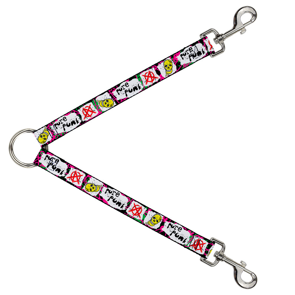 Dog Leash Splitter - Pure Punk w/Safety Pins Black/Fuchsia/White Dog Leash Splitters Buckle-Down   