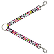 Dog Leash Splitter - Pure Punk w/Safety Pins Black/Fuchsia/White Dog Leash Splitters Buckle-Down   