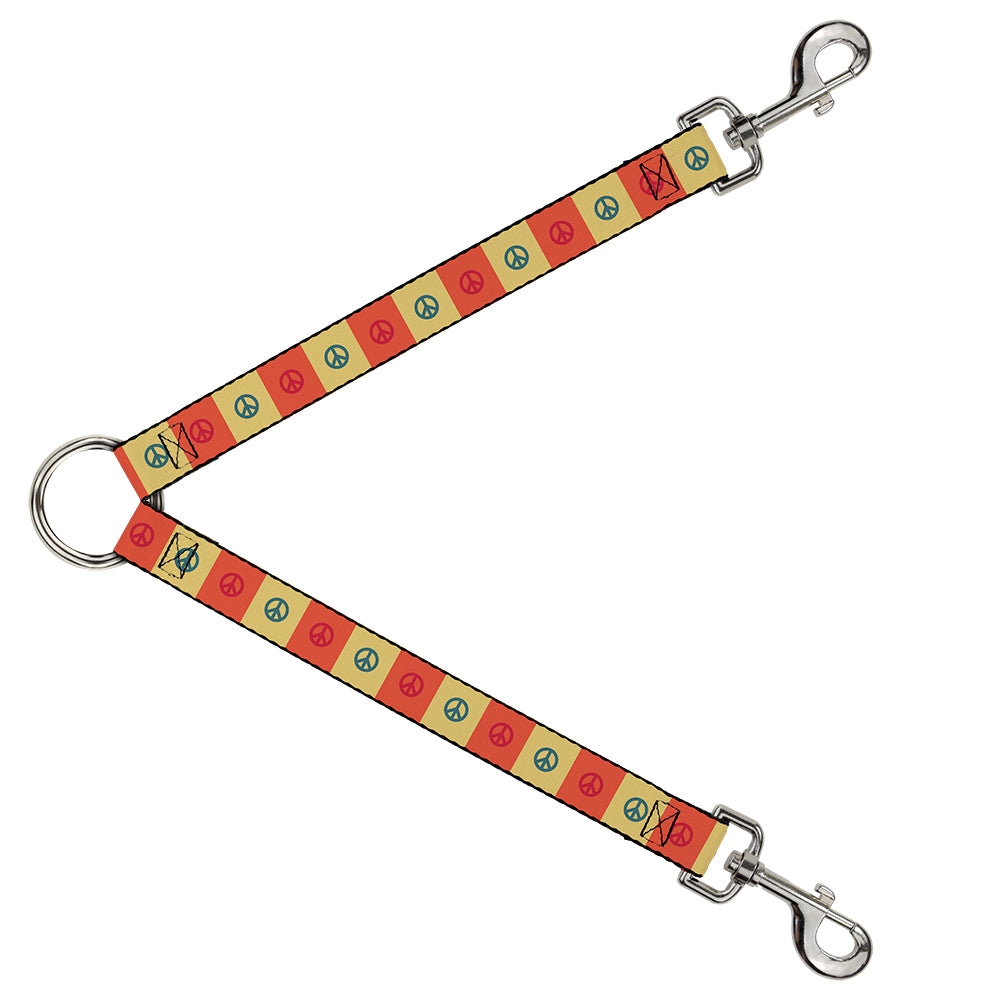 Dog Leash Splitter - Peace Blocks Red/Yellow/Blue Dog Leash Splitters Buckle-Down   
