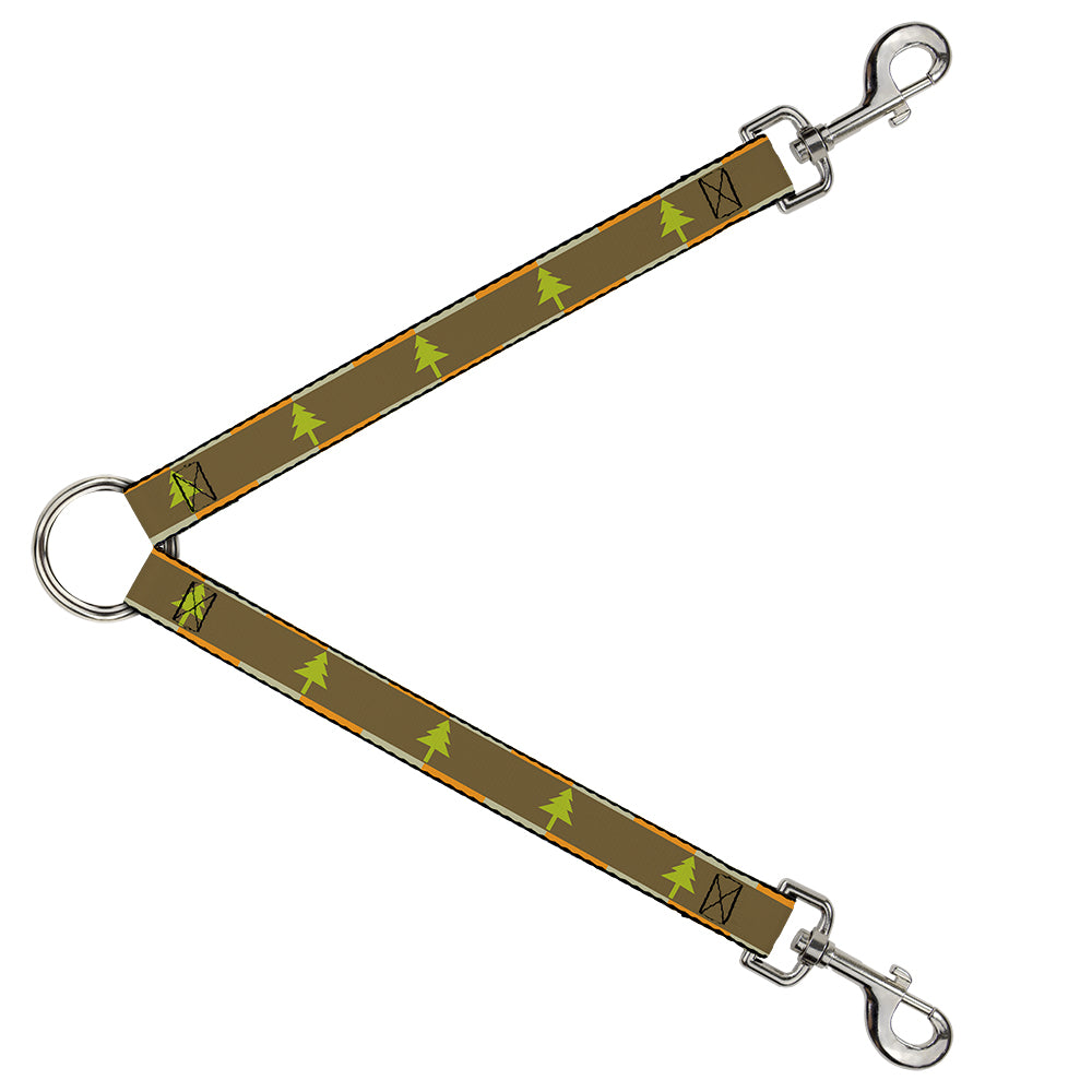 Dog Leash Splitter - Pine Trees Blocks Olive/Orange/Tan Dog Leash Splitters Buckle-Down   
