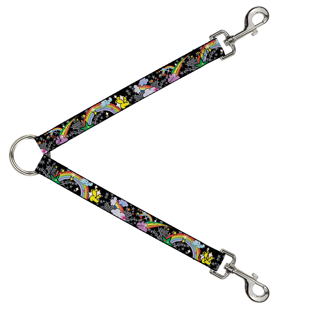 Dog Leash Splitter - Rainbow Cloud Stars Black Dog Leash Splitters Buckle-Down   
