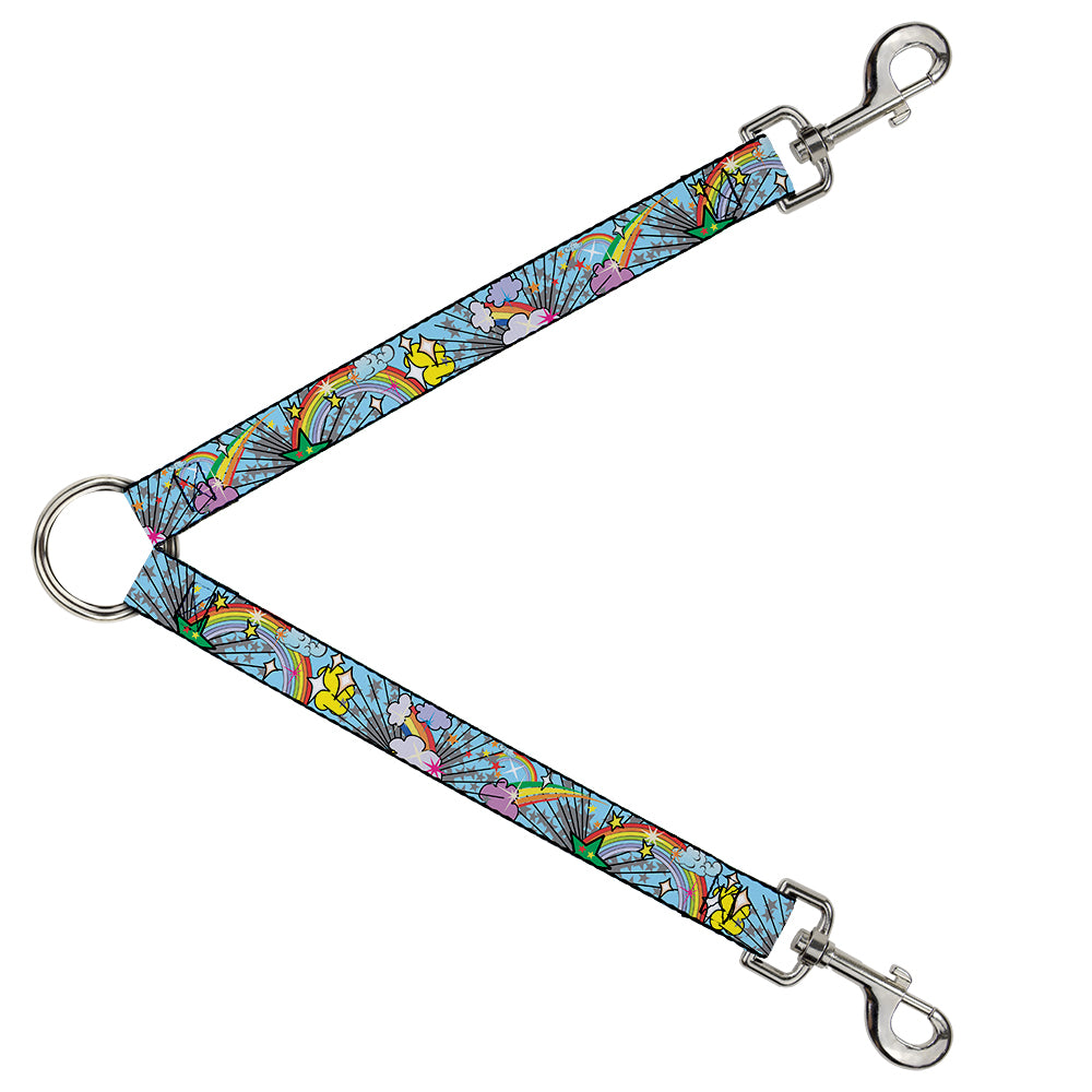 Dog Leash Splitter - Rainbow Cloud Stars Baby Blue Dog Leash Splitters Buckle-Down   