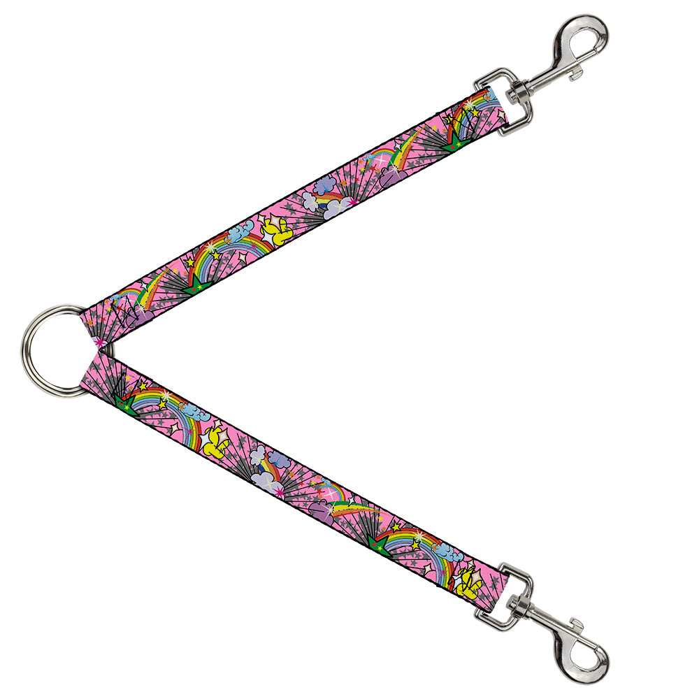 Dog Leash Splitter - Rainbow Cloud Stars Pink Dog Leash Splitters Buckle-Down   