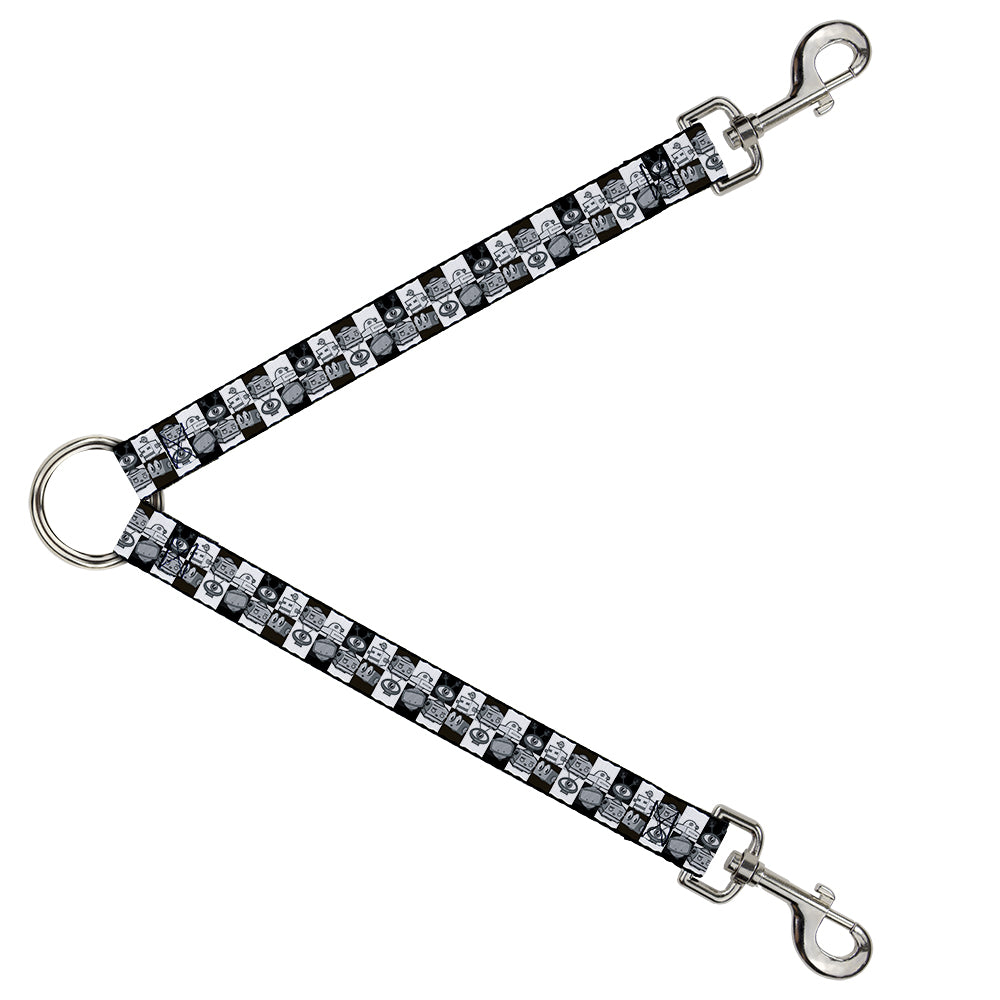 Dog Leash Splitter - Robot Heads Checkers Black/White Dog Leash Splitters Buckle-Down   