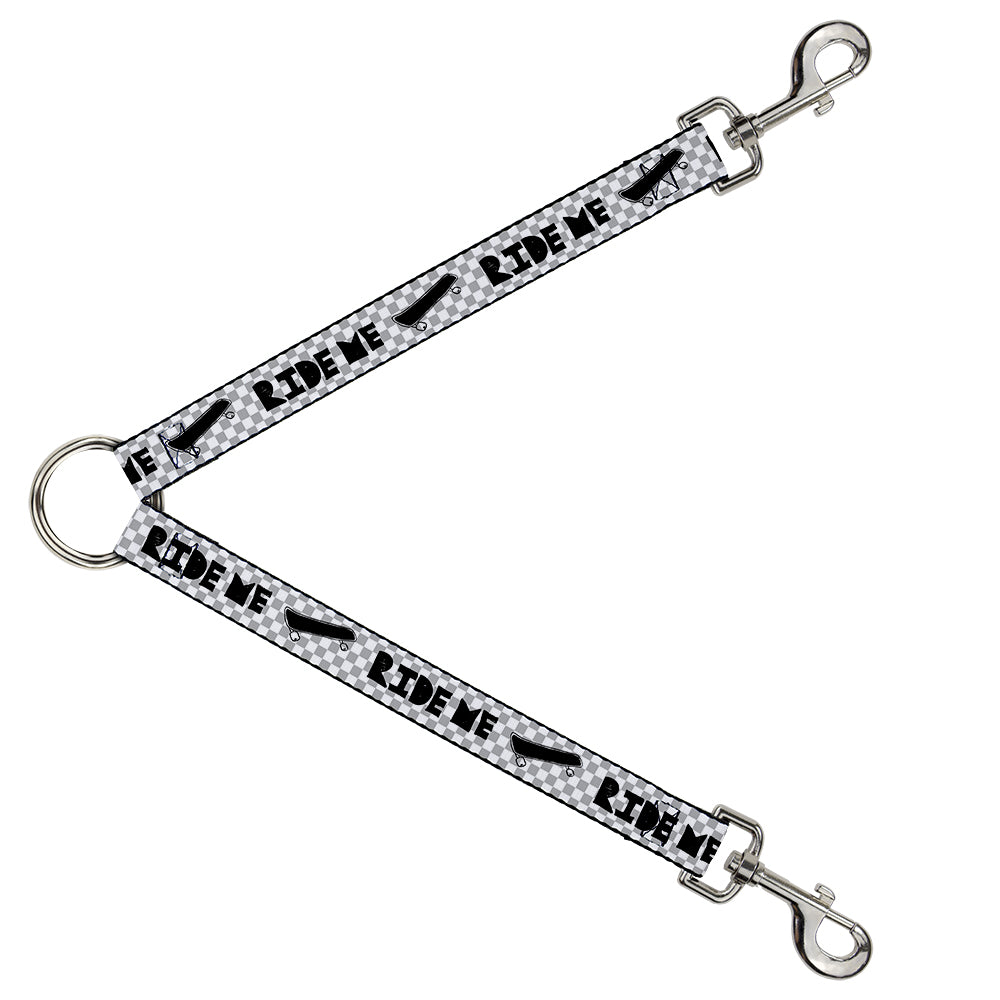 Dog Leash Splitter - RIDE ME Skateboard w/Mini Checker White/Gray/Black Dog Leash Splitters Buckle-Down   