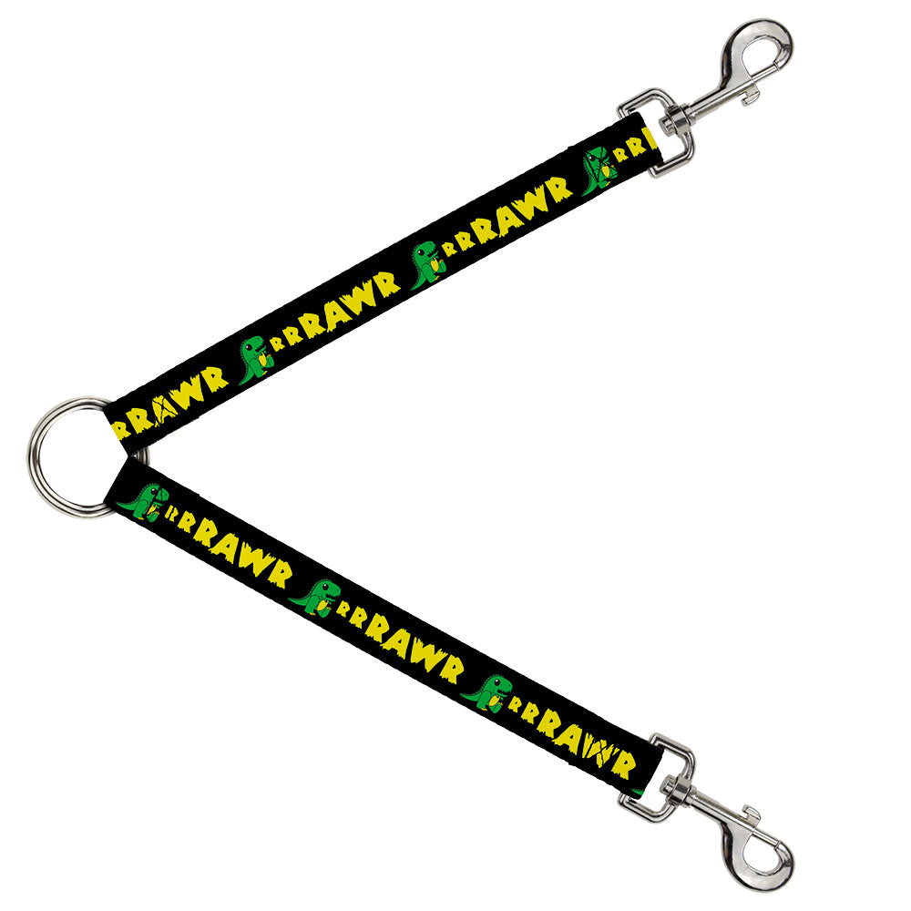 Dog Leash Splitter - RRRAWR Dinosaur Black/Green/Yellow Dog Leash Splitters Buckle-Down   