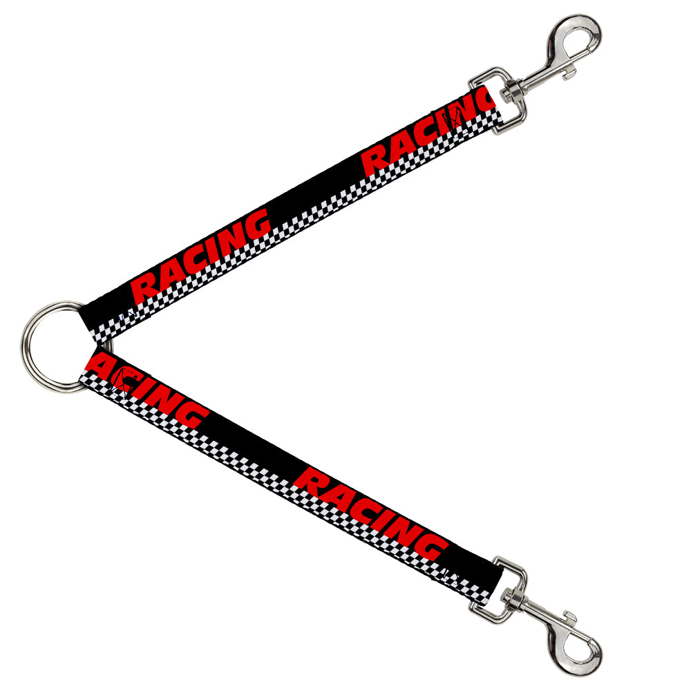 Dog Leash Splitter - RACING w/Checker Black/White/Red Dog Leash Splitters Buckle-Down   